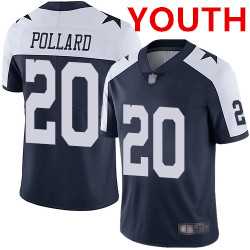 Youth Dallas Cowboys #20 Tony Pollard Navy Blue Thanksgiving Stitched Vapor Untouchable Limited Jersey->youth nfl jersey->Youth Jersey